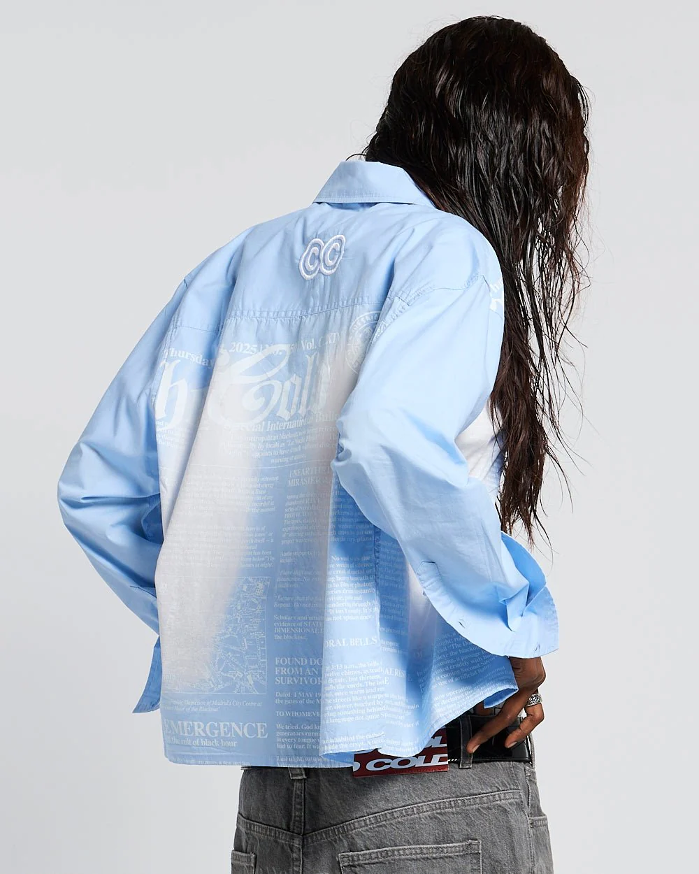 NEWSPAPER LONGSLEEVE SHIRT BABY BLUE - Image 6