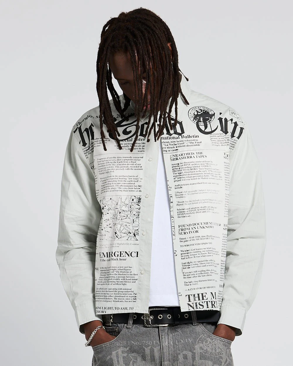 NEWSPAPER LONGSLEEVE SHIRT WHITE - Image 3