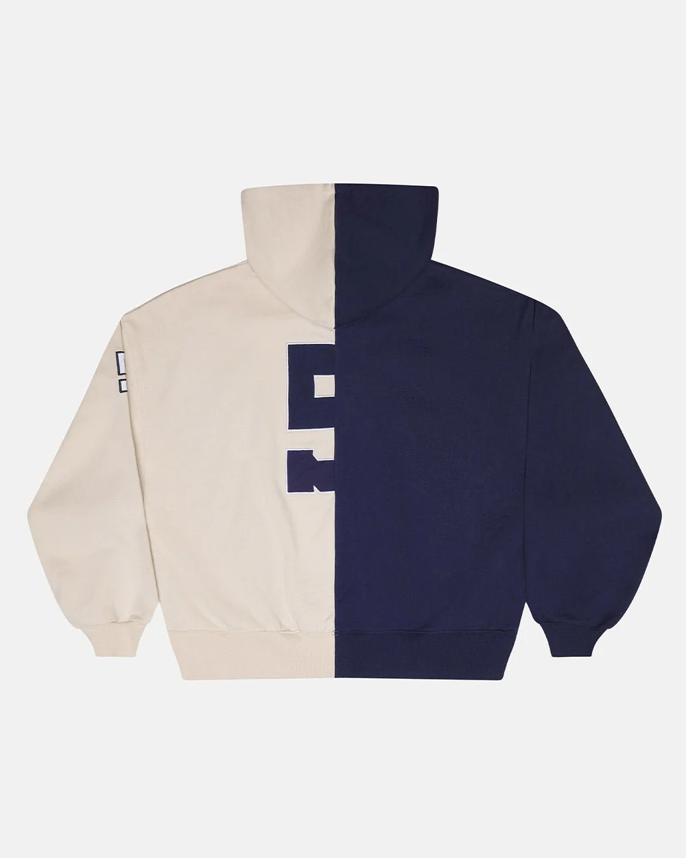 OUTLAW MOOD ZIP HOODIE IVORY GREY & DARK BLUE - Image 2