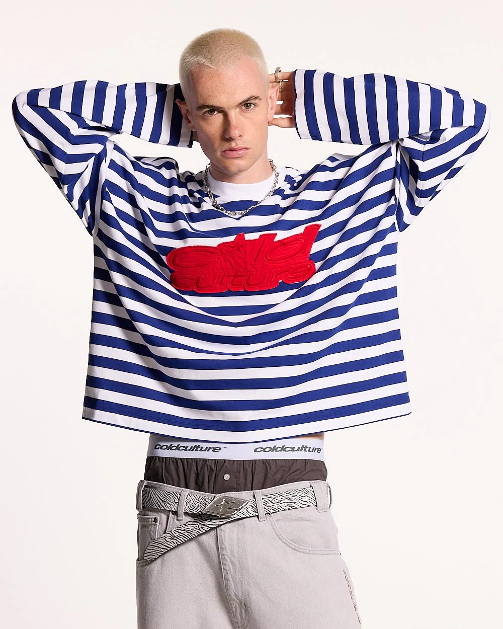 PARDON ME LONGSLEEVE WHITE & NAVY - Image 3