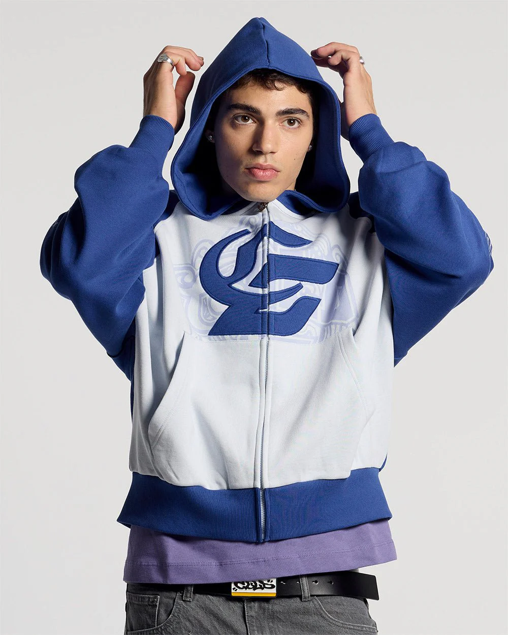 PRESTIGE ZIP HOODIE BLUE & WHITE - Image 3