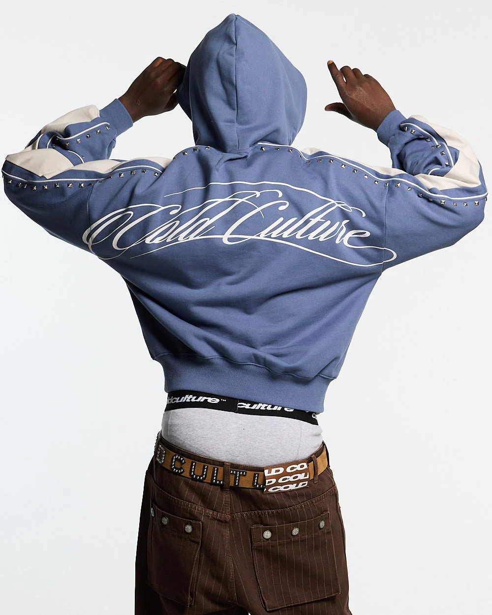 SCRIPT STUDS HOODIE BLUE - Image 2