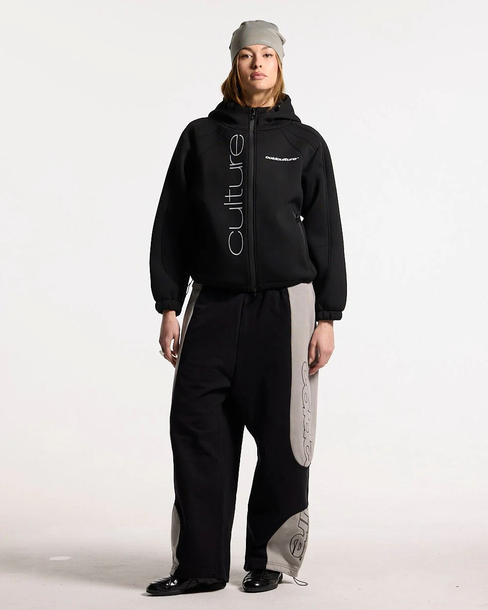 SCUBA ZIP HOODIE GREY & BLACK - Image 5