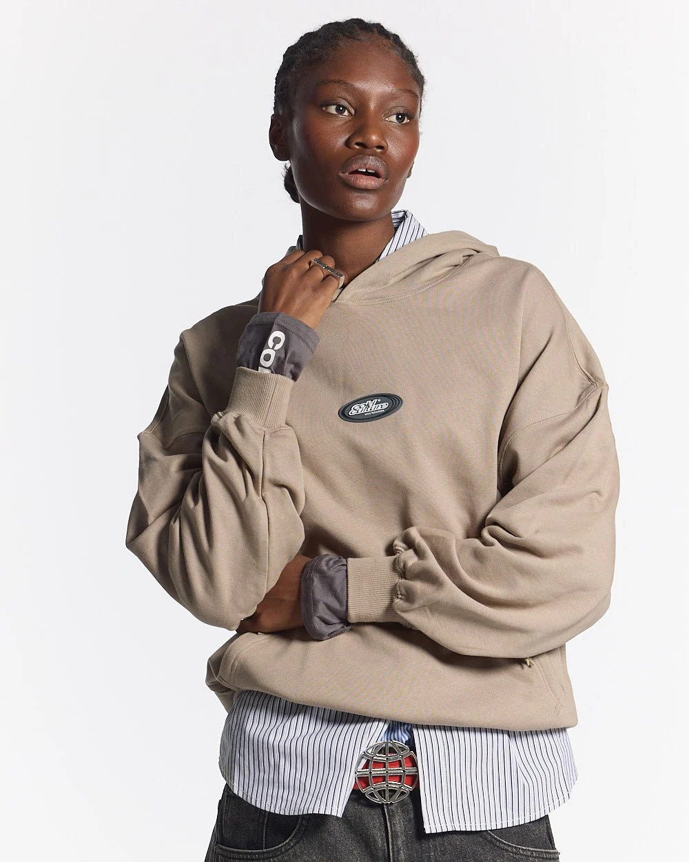 SILICONE DETAIL HOODIE SHADY BROWN - Image 5