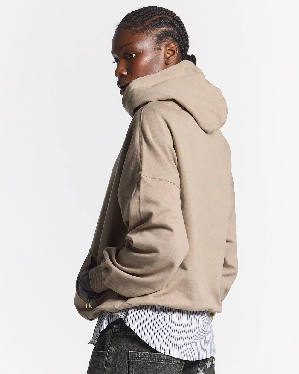 SILICONE DETAIL HOODIE SHADY BROWN - Image 6