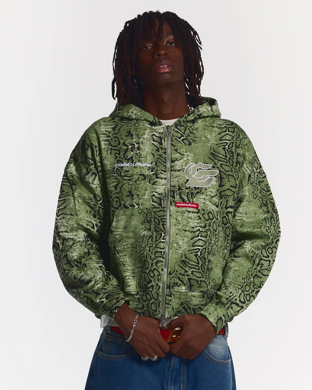 SNAKE  ZIP HOODIE GREEN & BLACK - Image 3