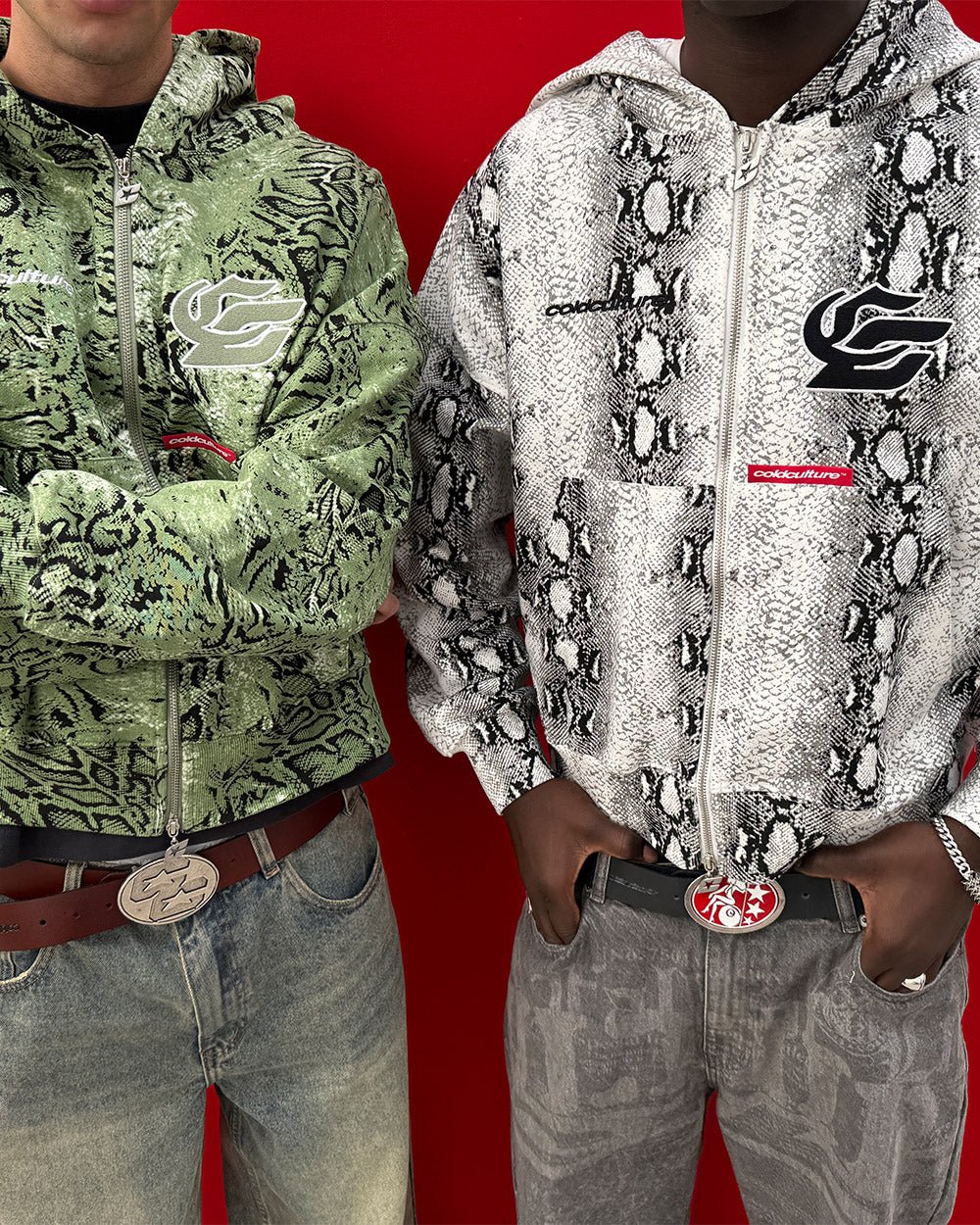 SNAKE  ZIP HOODIE GREEN & BLACK - Image 8