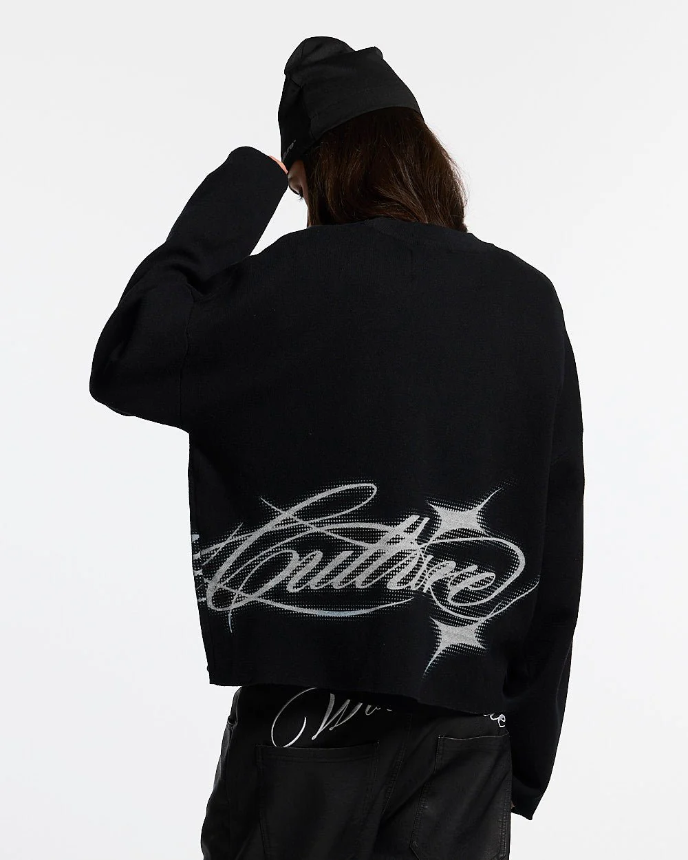 SPARKLY SCRIPT KNIT BLACK - Image 6
