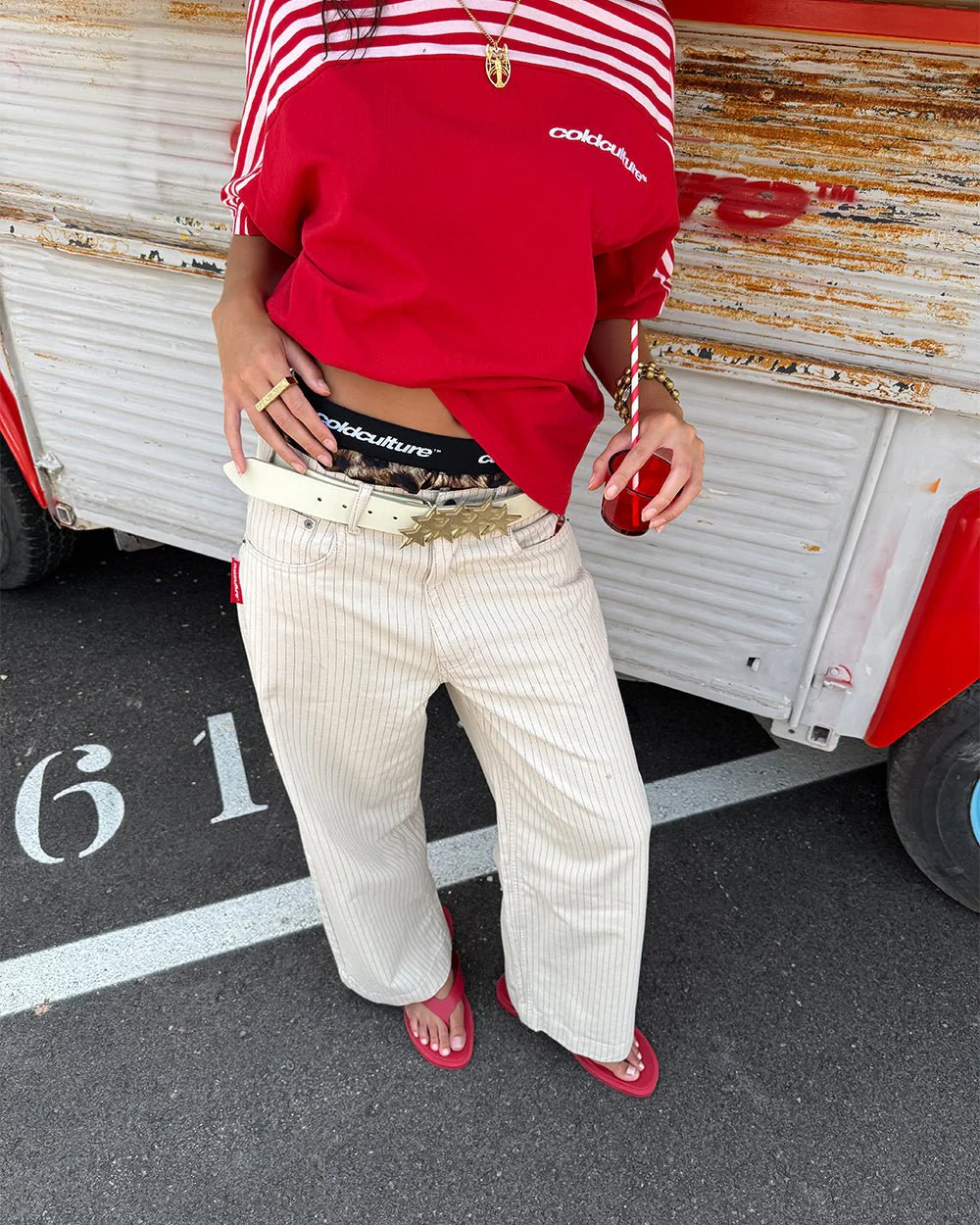 STRIPE FADE PANTS WHITE - Image 3