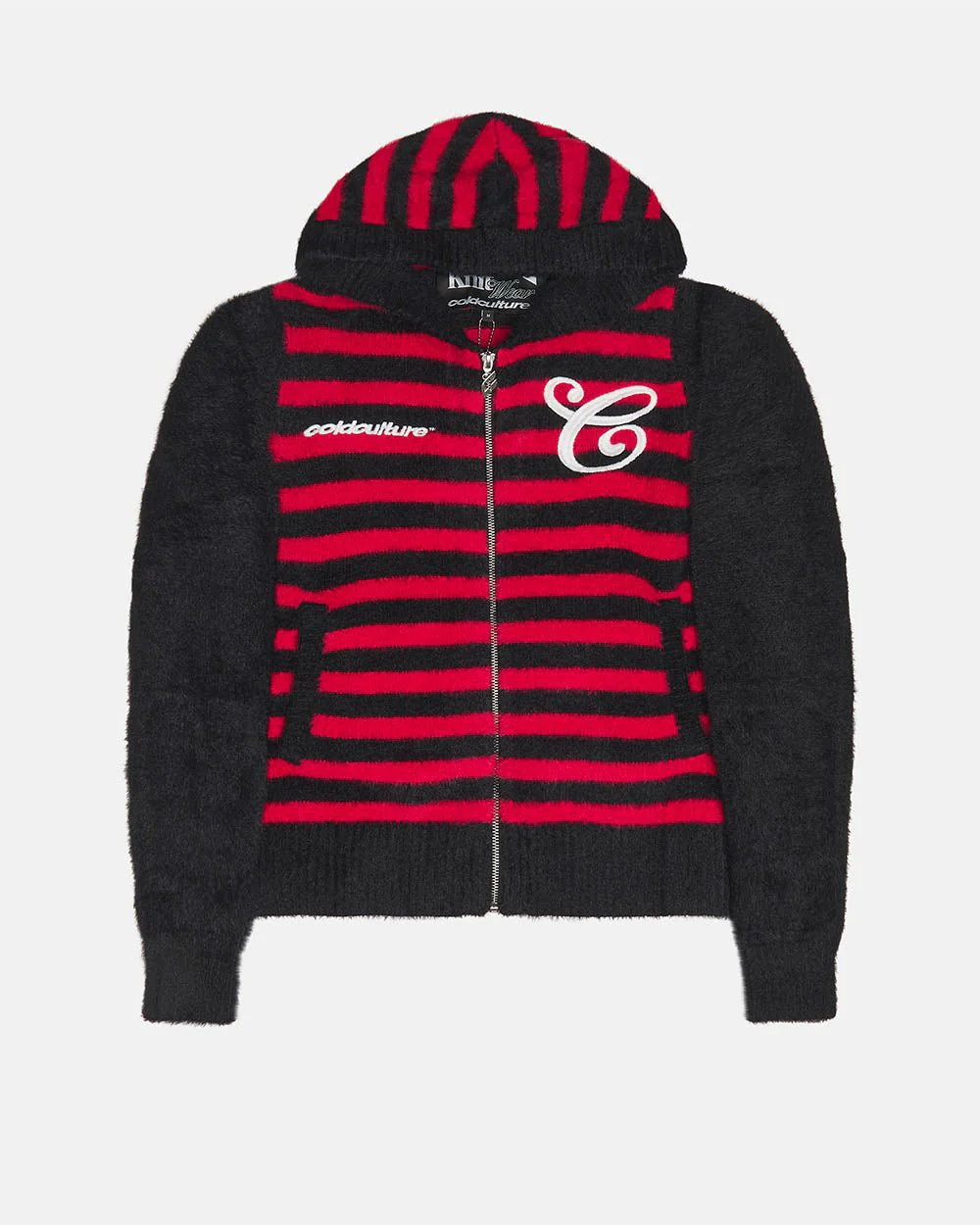 STRIPE ZIP KNIT RED & BLACK - Image 2