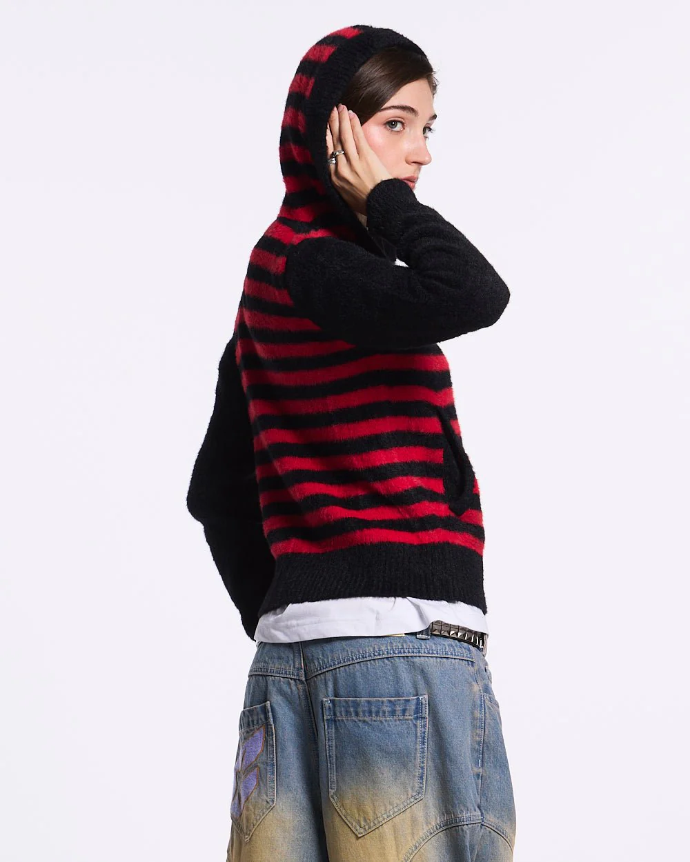 STRIPE ZIP KNIT RED & BLACK - Image 3