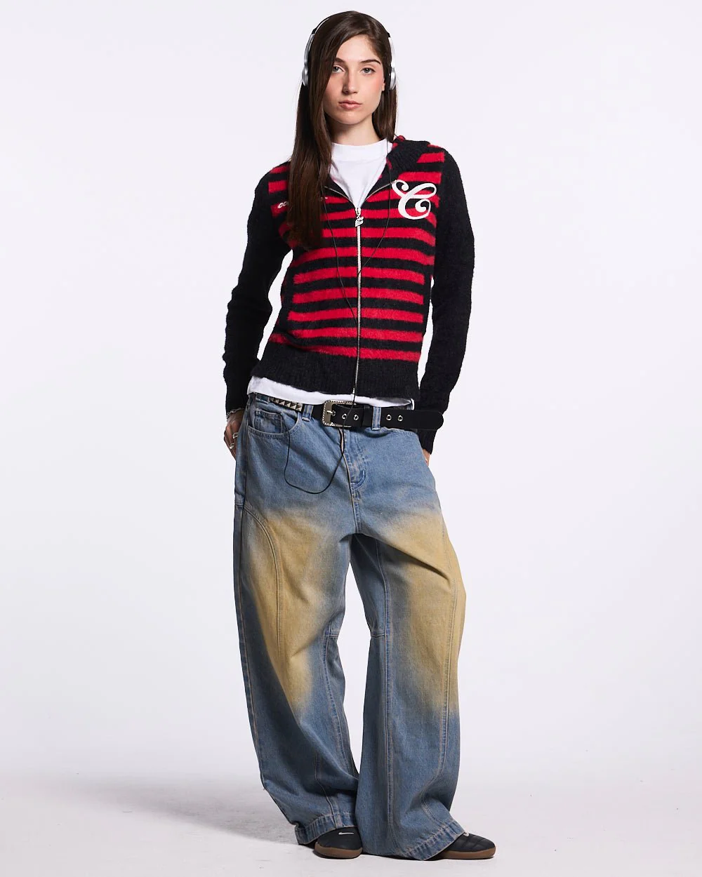 STRIPE ZIP KNIT RED & BLACK - Image 5