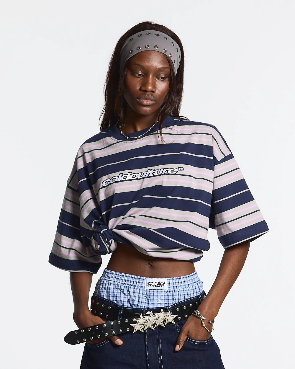 STRIPED TEE VIOLET-DARK BLUE - Image 5