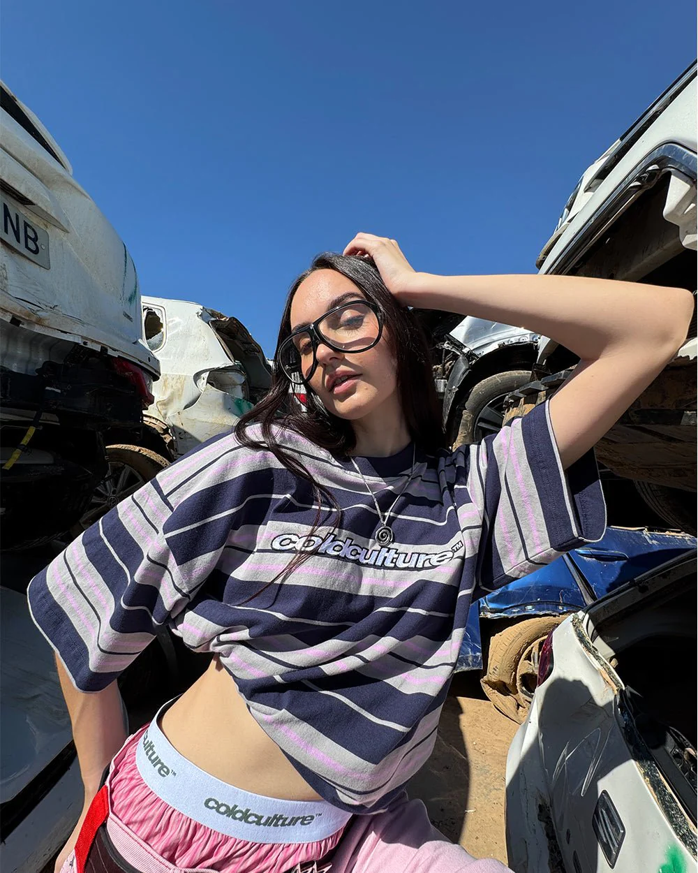 STRIPED TEE VIOLET-DARK BLUE - Image 7