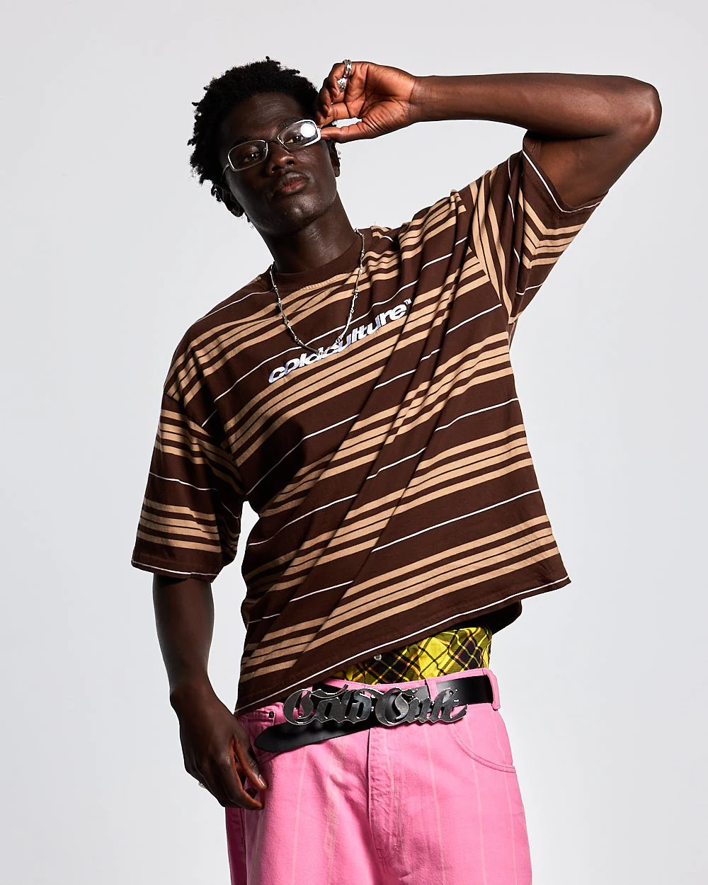 STRIPED TEE BROWN-PINK - Image 2