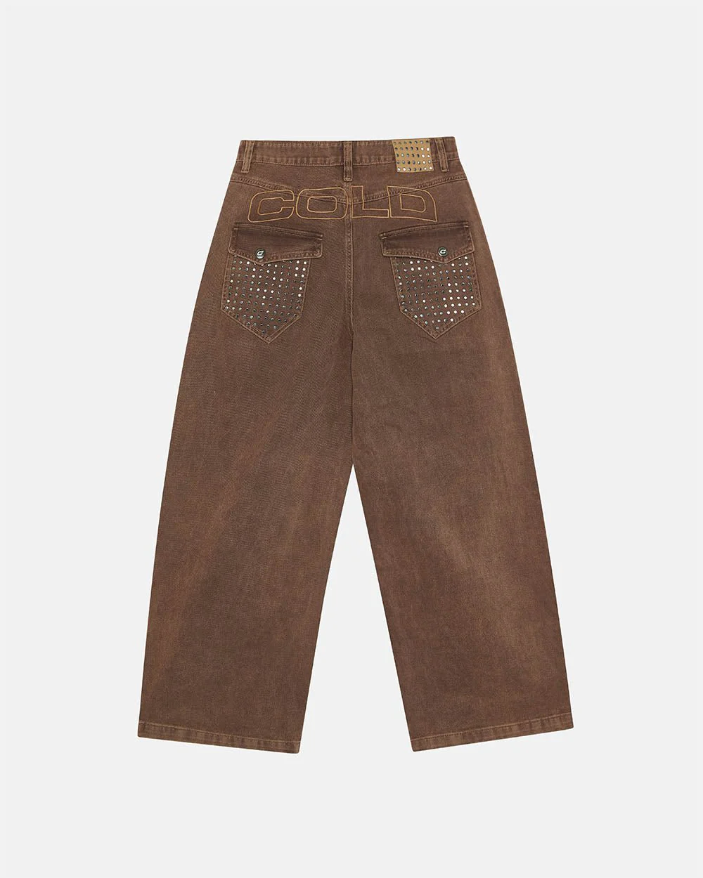 STUDS PANTS BROWN DENIM