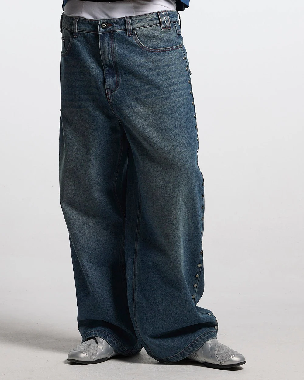 STUDS PANTS LIGHT BLUE DENIM - Image 3