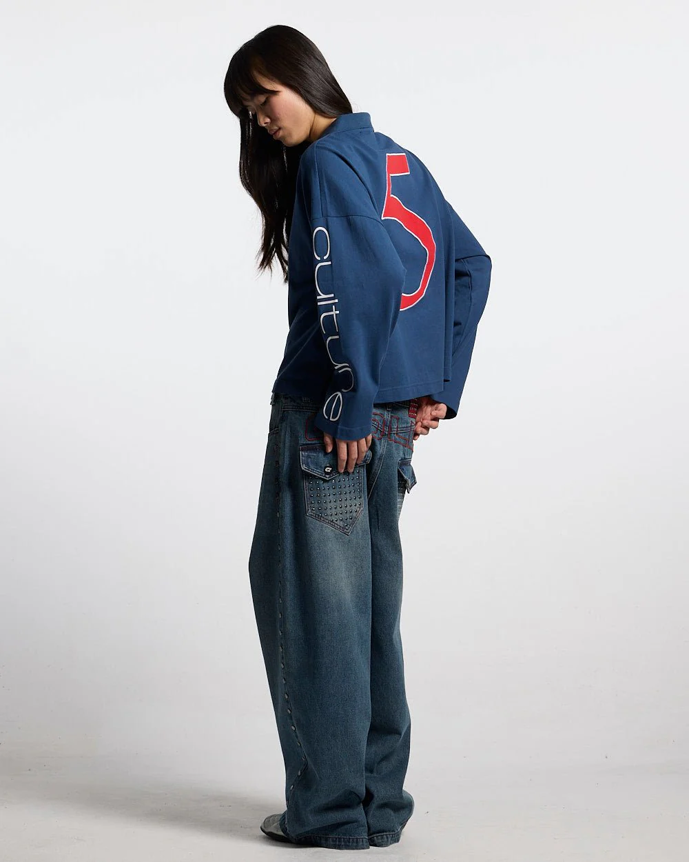 STUDS PANTS LIGHT BLUE DENIM - Image 7