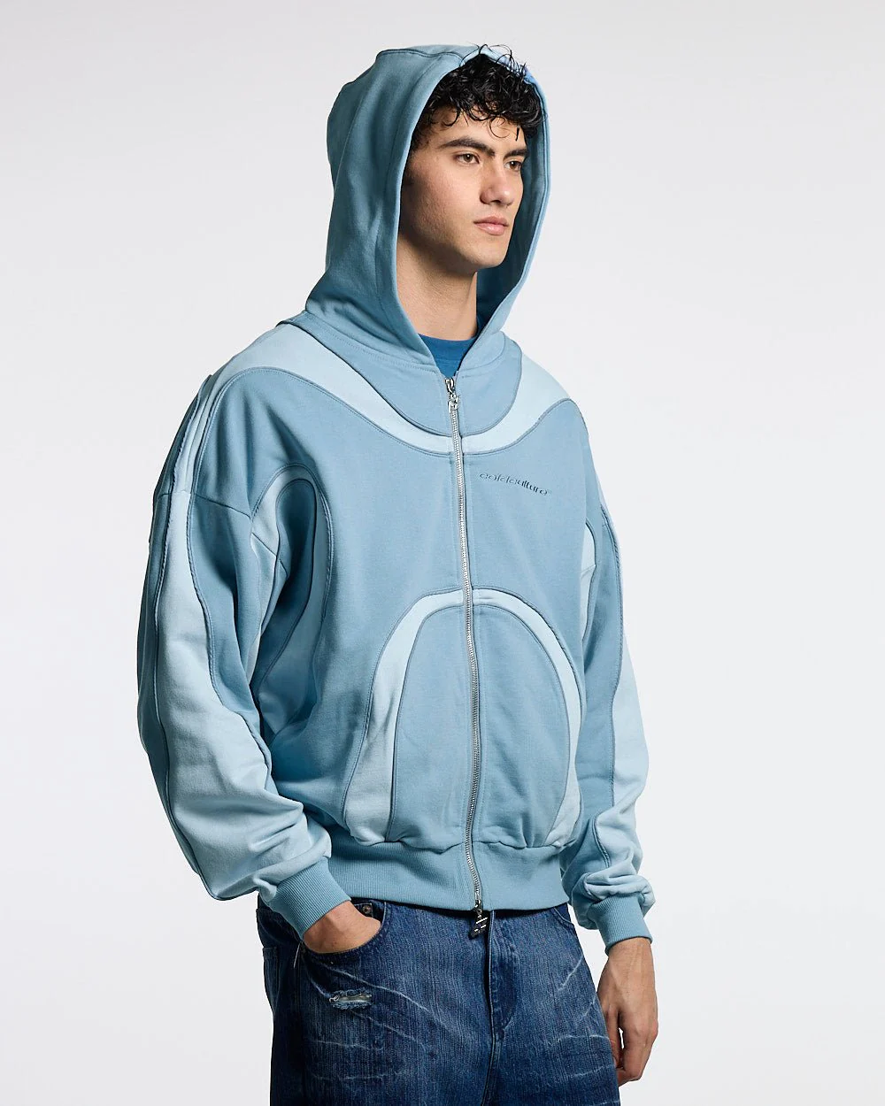 TAKE OFF ZIP HOODIE LIGHT BLUE - Image 2