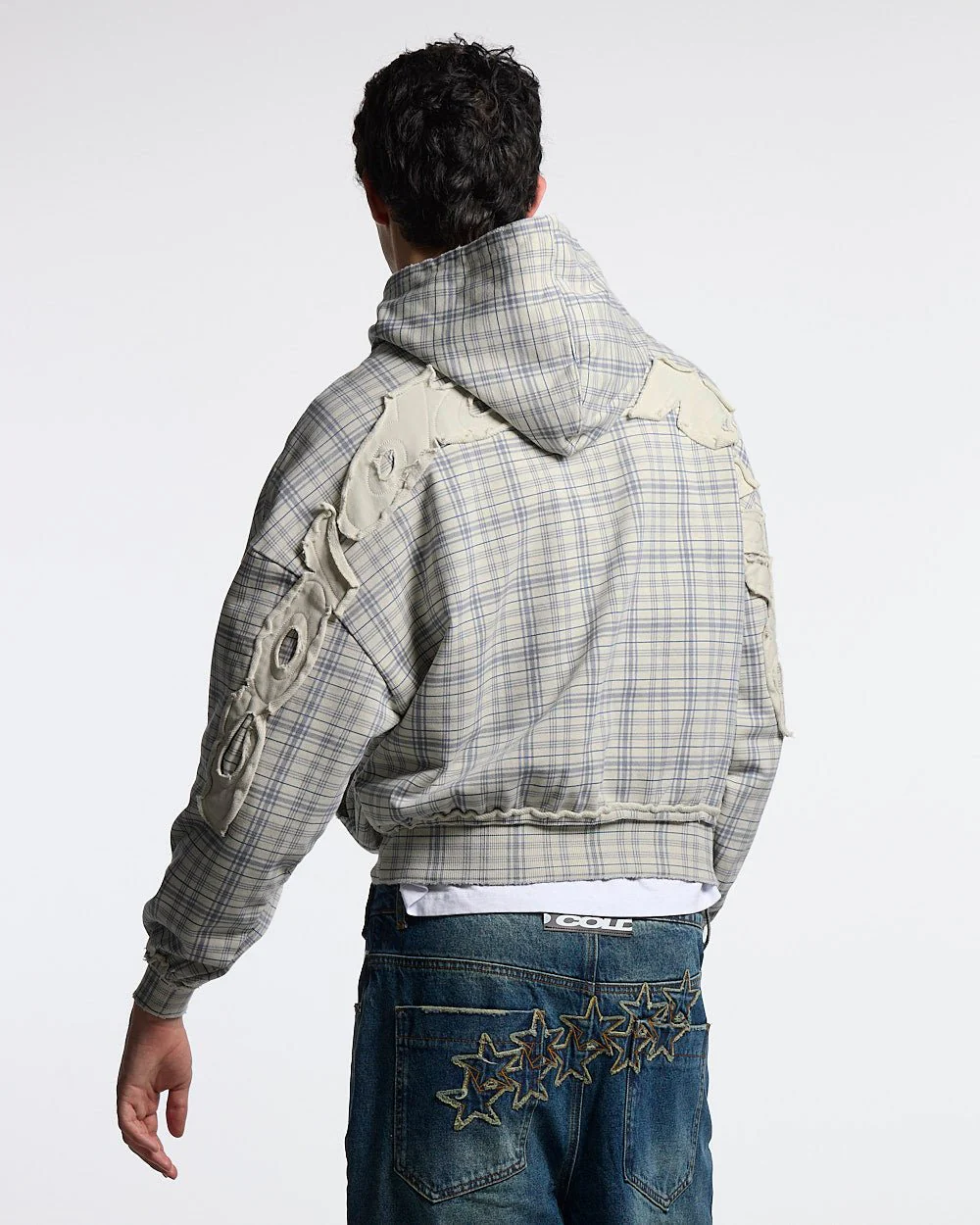 TARTAN HOODIE WHITE & MIX OF BLUES - Image 2