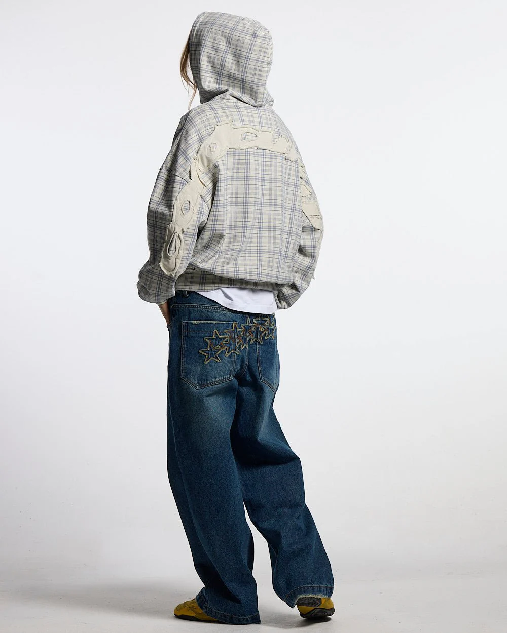 TARTAN HOODIE WHITE & MIX OF BLUES - Image 6