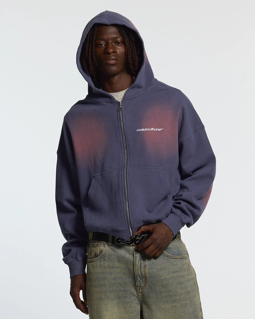 THERMAL ZIP HOODIE BLUE - Image 3