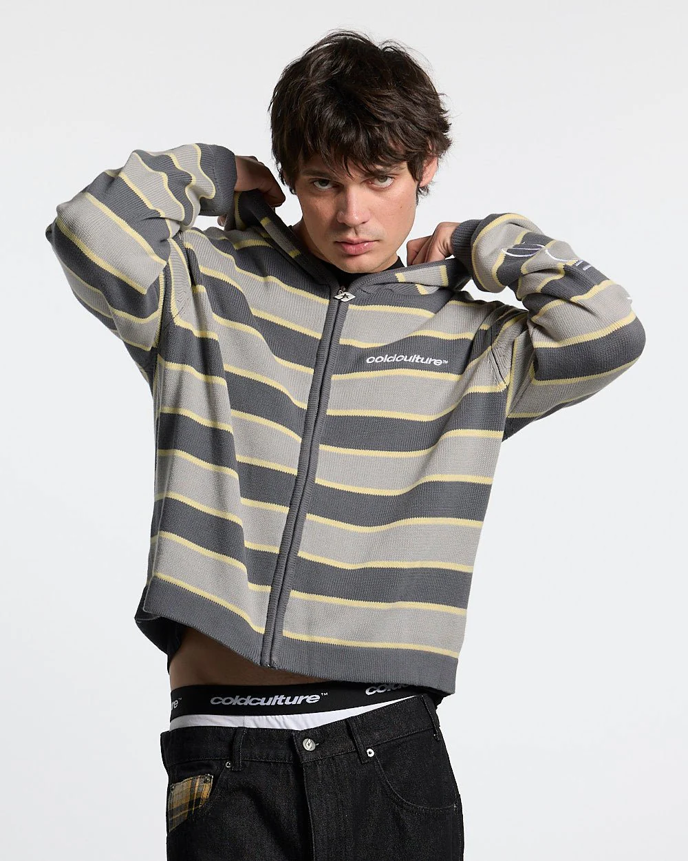 TRIPPY STOP ZIP KNIT GREY