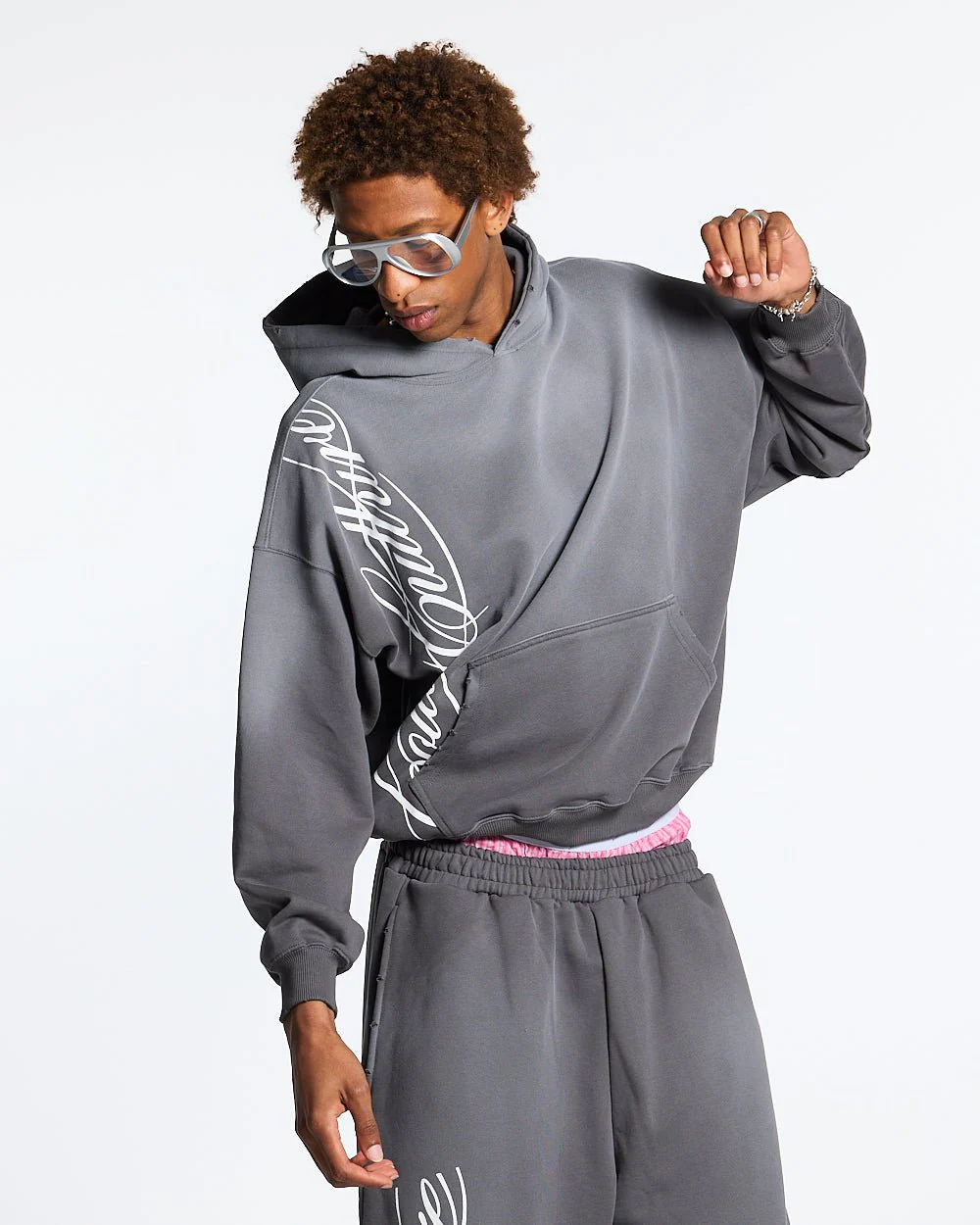 SCRIPT HOODIE ANTRACITE GREY - Image 2
