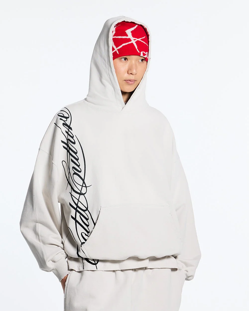 SCRIPT HOODIE LIGHT GREY - Image 5