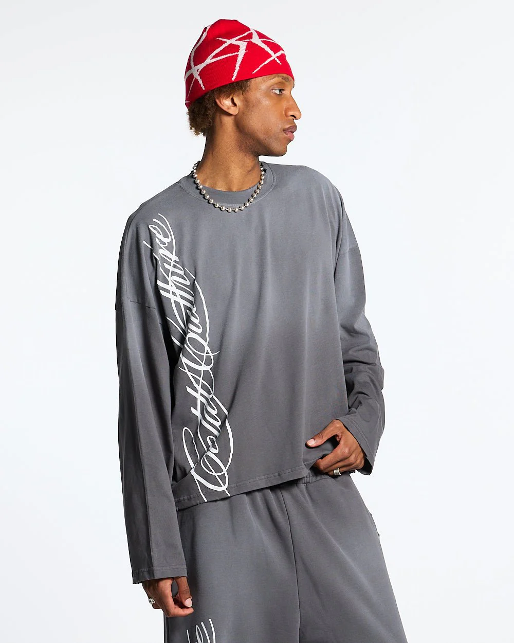 SCRIPT LONGSLEEVE TEE ANTRACITE GREY - Image 3