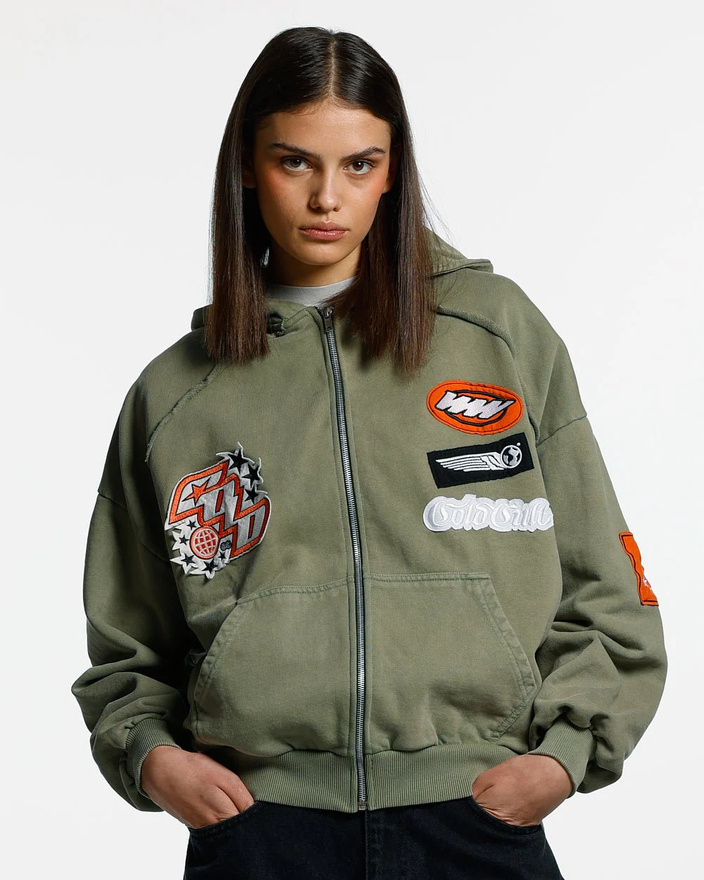 WALKER ZIP HOODIE WASHED GREEN - Image 5