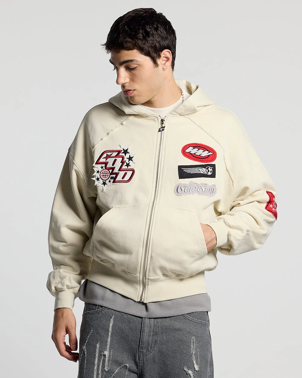 WALKER ZIP HOODIE LIGHT GREY - Image 3