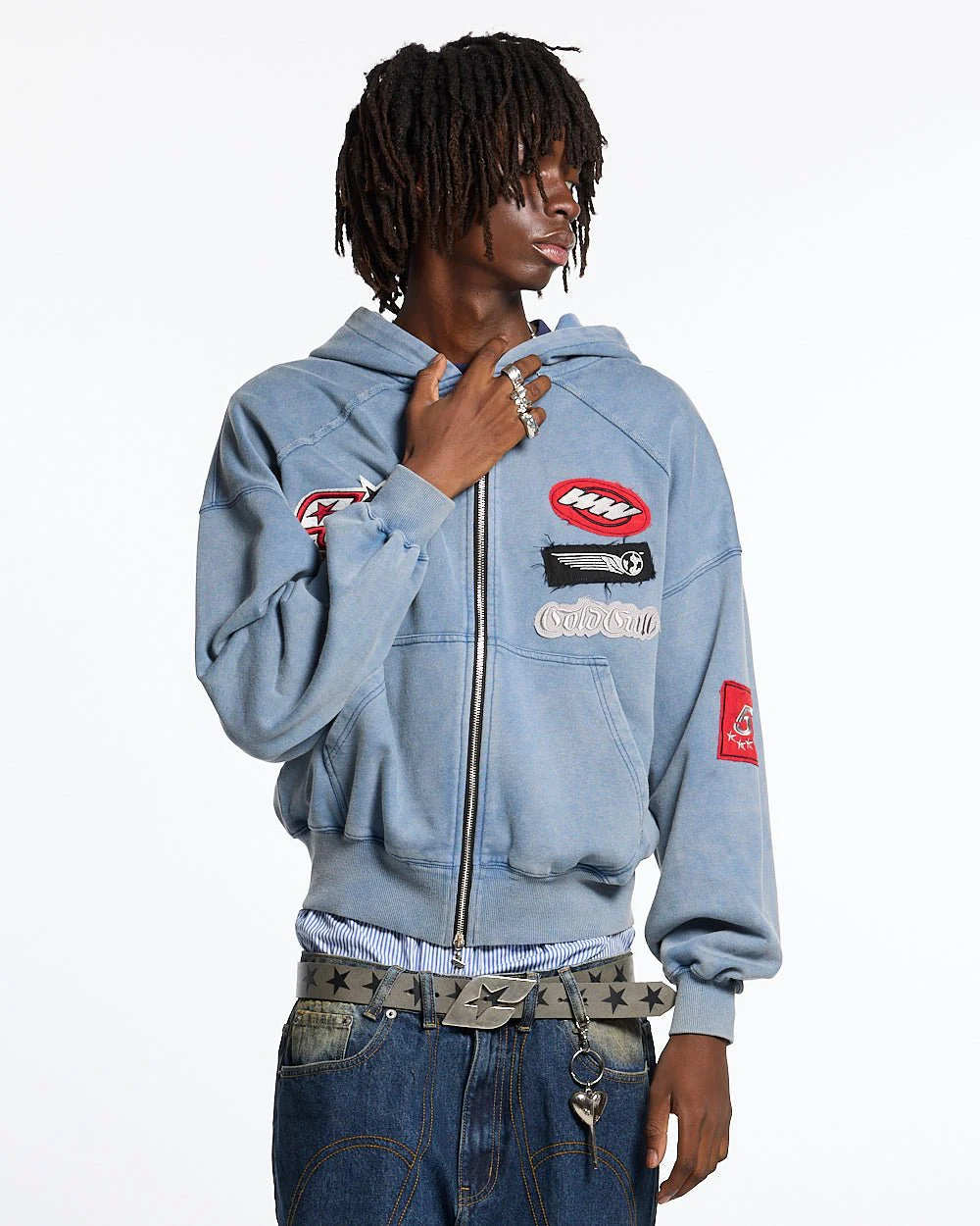 WALKER ZIP HOODIE WASHED INDIGO - Image 3