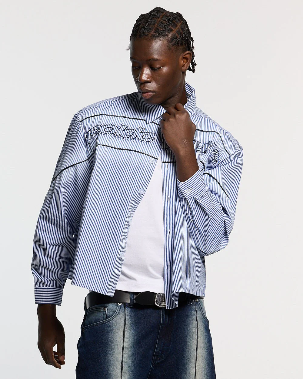 WORLDWIDE LONGSLEEVE SHIRT BLUE & WHITE - Image 2